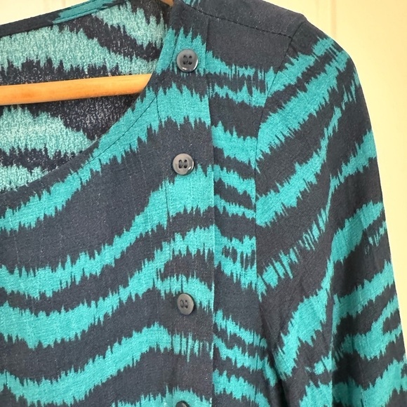 NEXT teal and navy boat neck blouse with button detail. UK 12 (US 8) - Picture 6 of 6